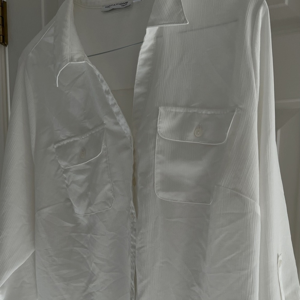 Double breast pocket button down eggshell shirt